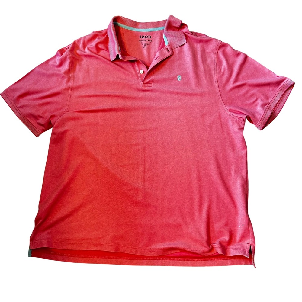 IZOD Advantage Performance Polo Shirt Mens 3XL Coral Pink Short Sleeve Stretch